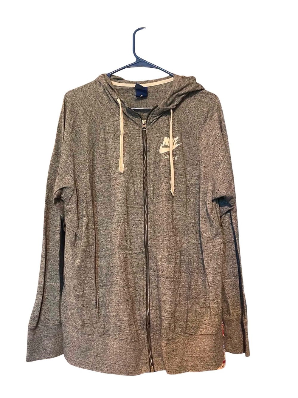 Nike Heather Gray Full-Zip Hoodie with White Trim